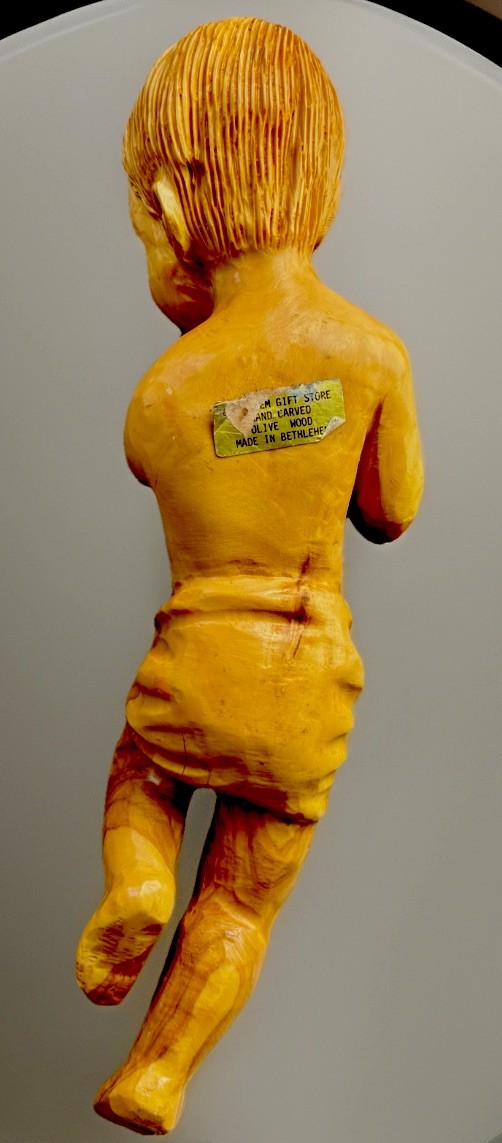 Large 12" Baby Jesus Carved Statue / Figural from Holy Land Olive Wood Bethlehem