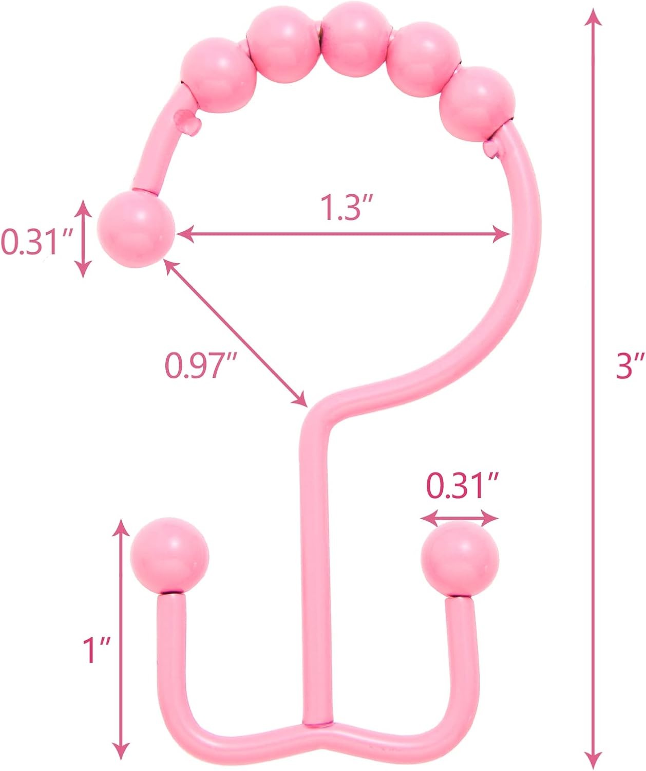 304 Stainless Steel Double Glide Shower Curtain Hooks Rustproof Rings Rainbow 12