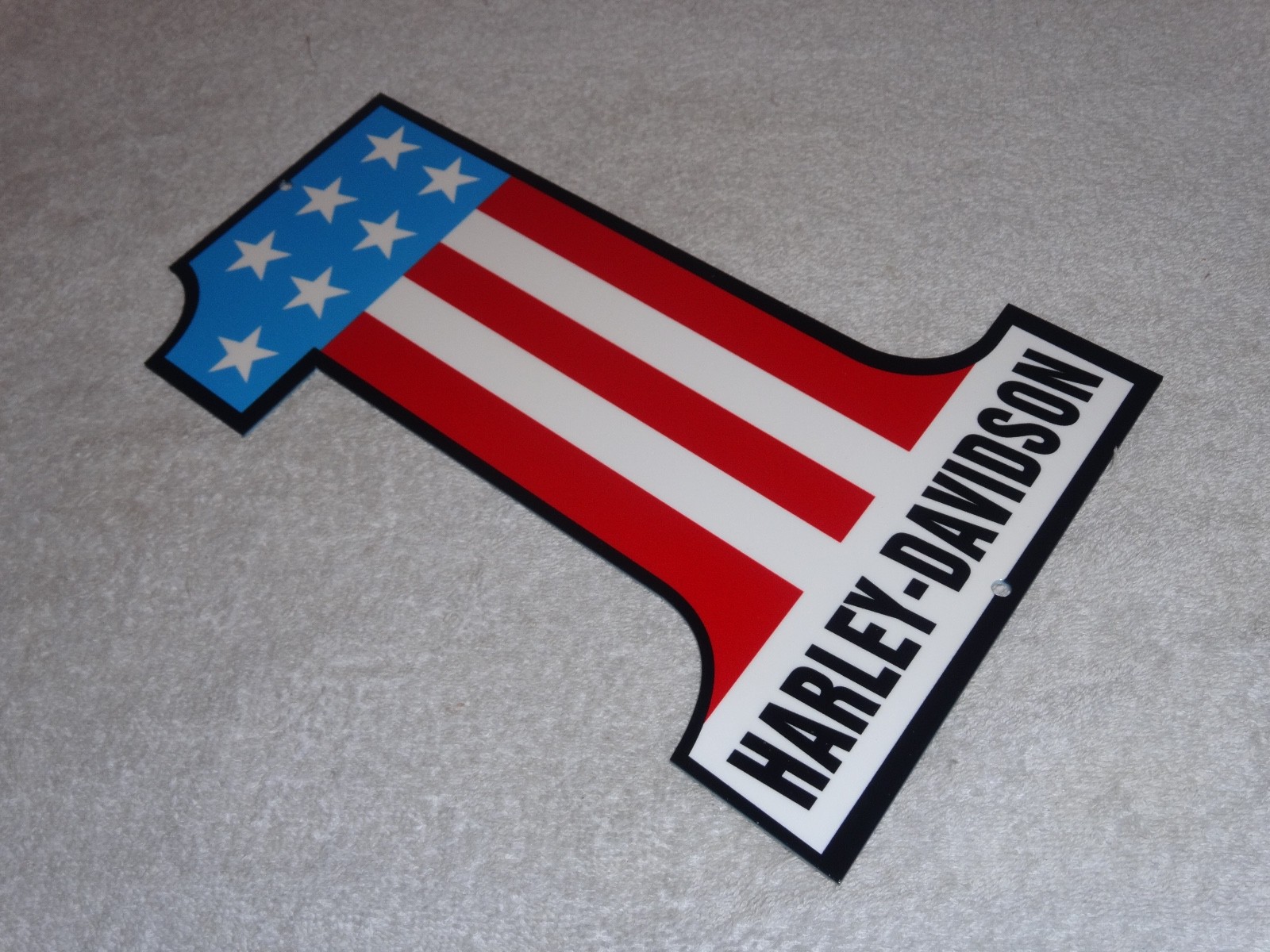 VINTAGE HARLEY DAVIDSON #1 MOTORCYCLES 12" METAL GASOLINE & OIL MOTORCYCLE SIGN!