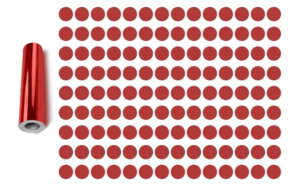 Dots Round Vinyl Color Coded Inventory Label Chrome Red 1/4 Inch Stickers