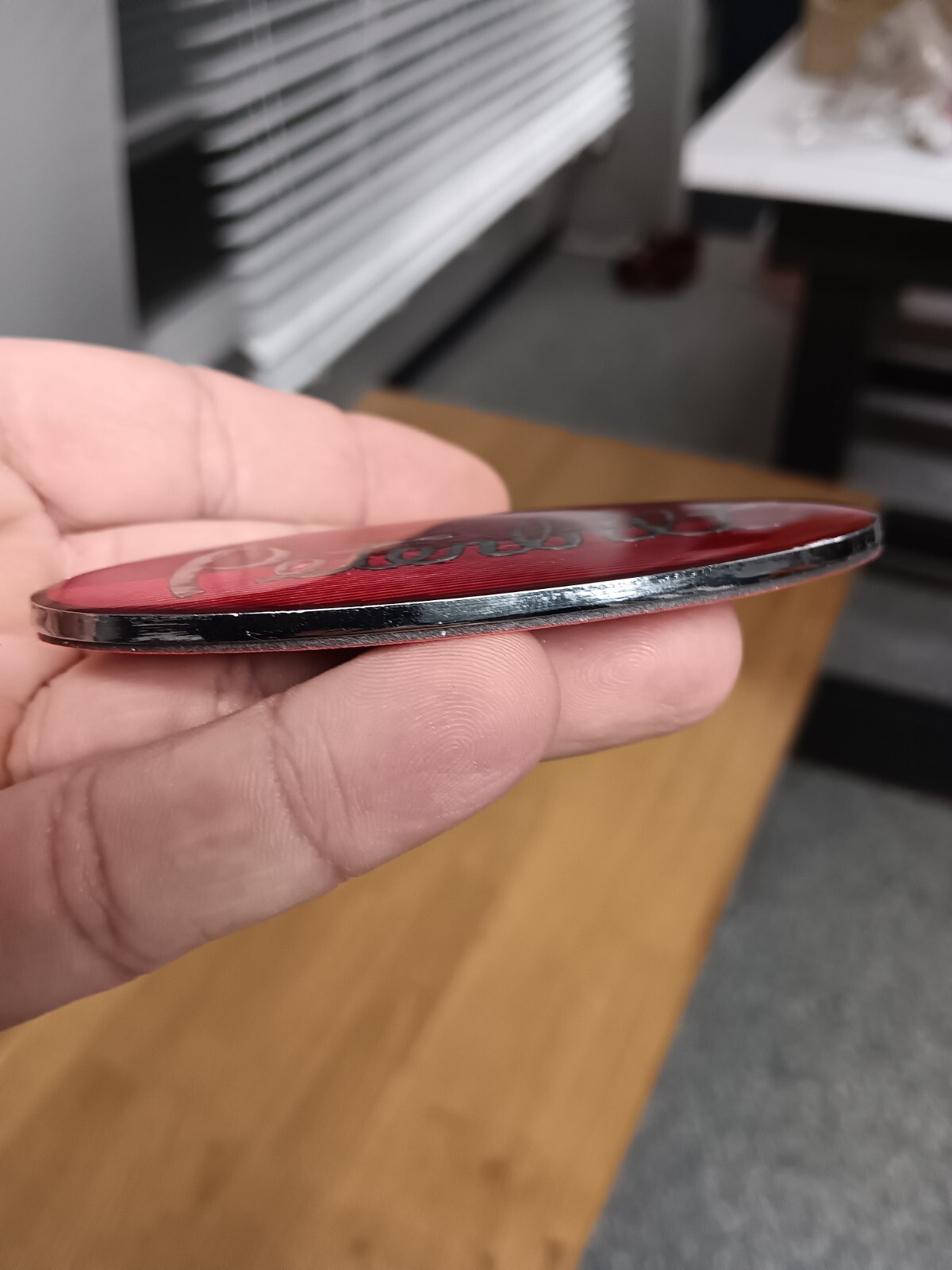 Peterbilt truck emblem chrome epoxy top metal 3.5 inches wide