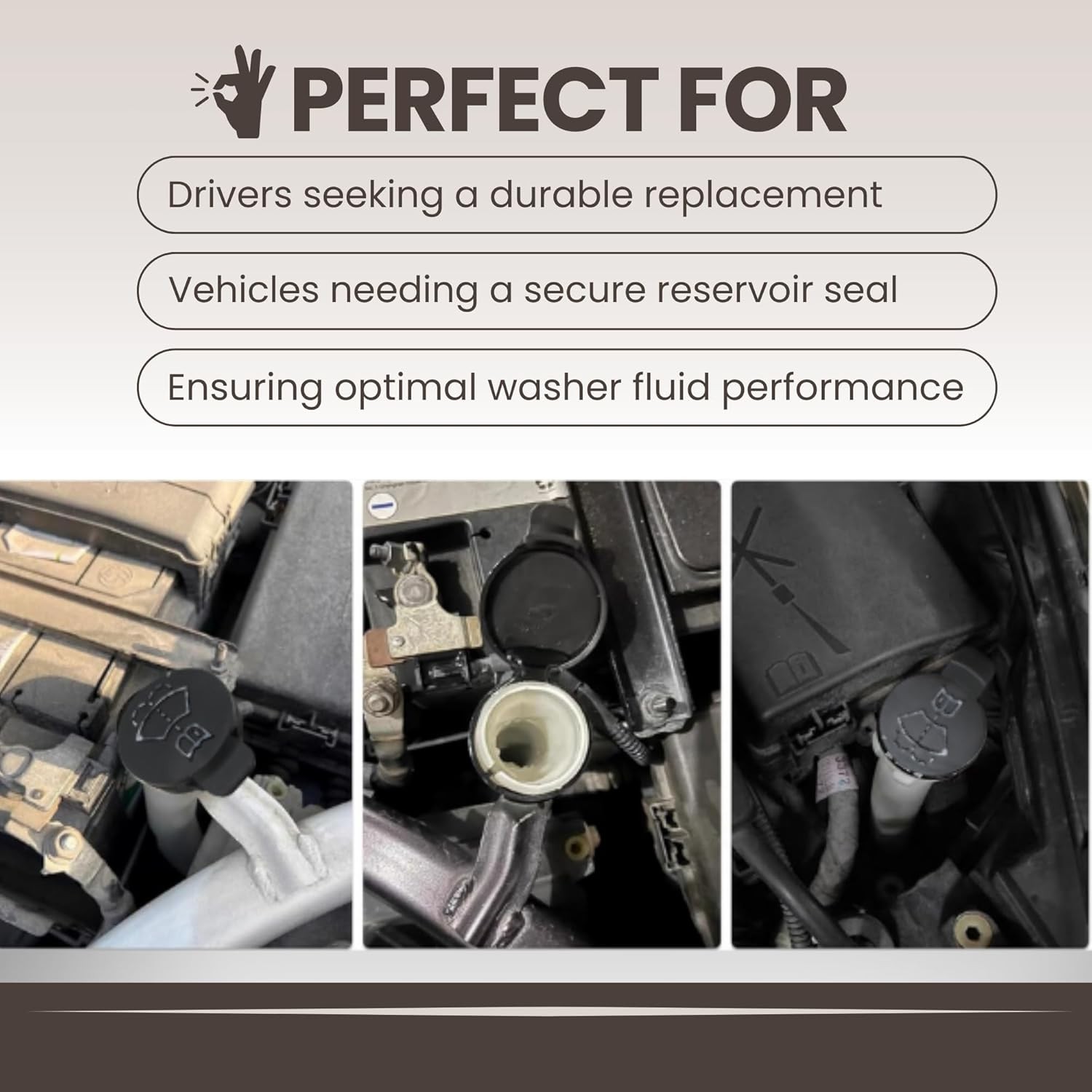 Windshield Wiper Fluid Cap - OEM Replacement Washer Fluid Reservoir Cap for 1276