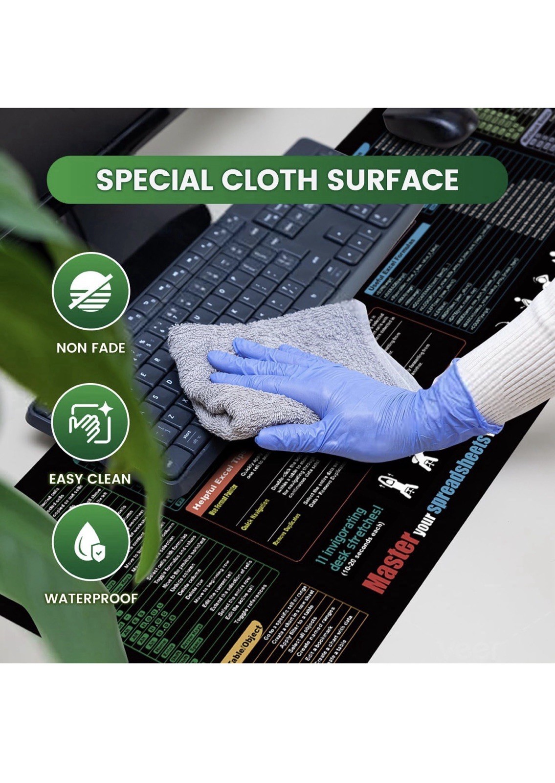 Excel Cheat Sheet Desk Pad, Updated Shortcuts Mouse Pad (31.5"X11.8") | Keyboard