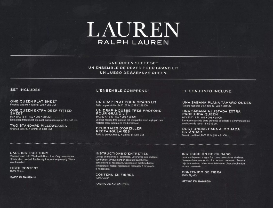 Washed but not Used Ralph Lauren fog QUEEN tan beige leaf 4 pc sheet set cotton