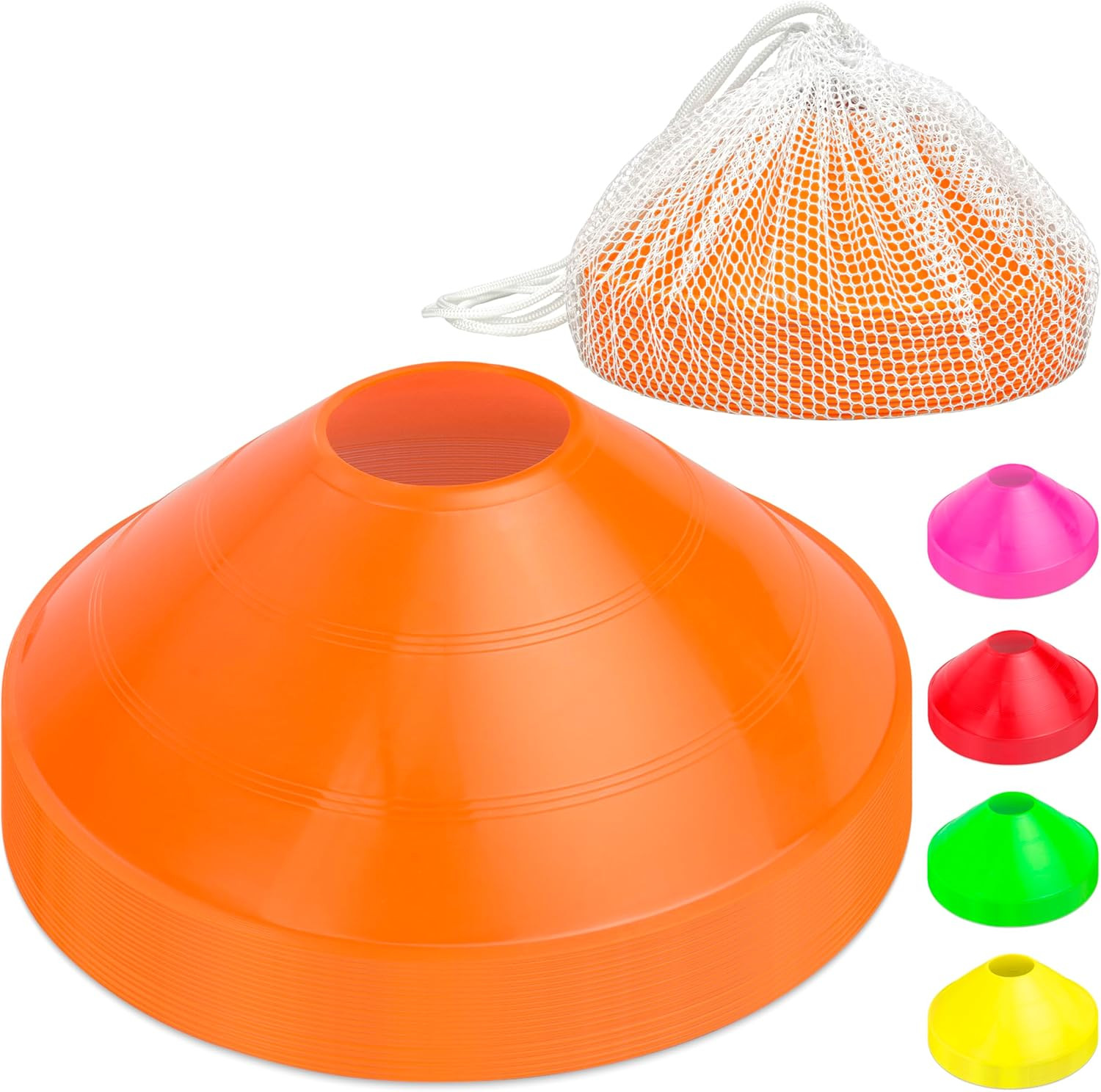 Premium Sports Cones for Agility Training and Drills - 20 Pack with Tote - Orang