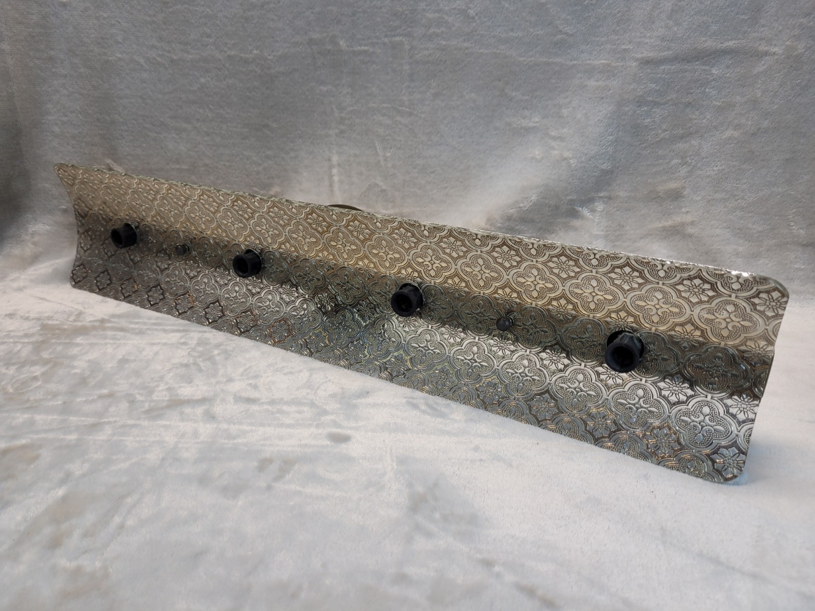 Vtg Bathroom Vanity U Bar 4-Light Fixture Glass Gold Overlay Quatrefoil Curved