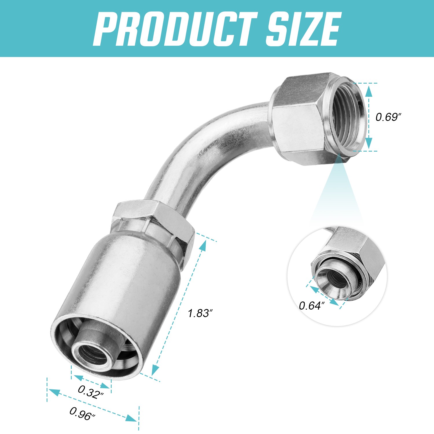 10X 1/2" JIC 37° Female 90° Hydraulic Hose Fittings For 1/2" I.D. Hydraulic Hose