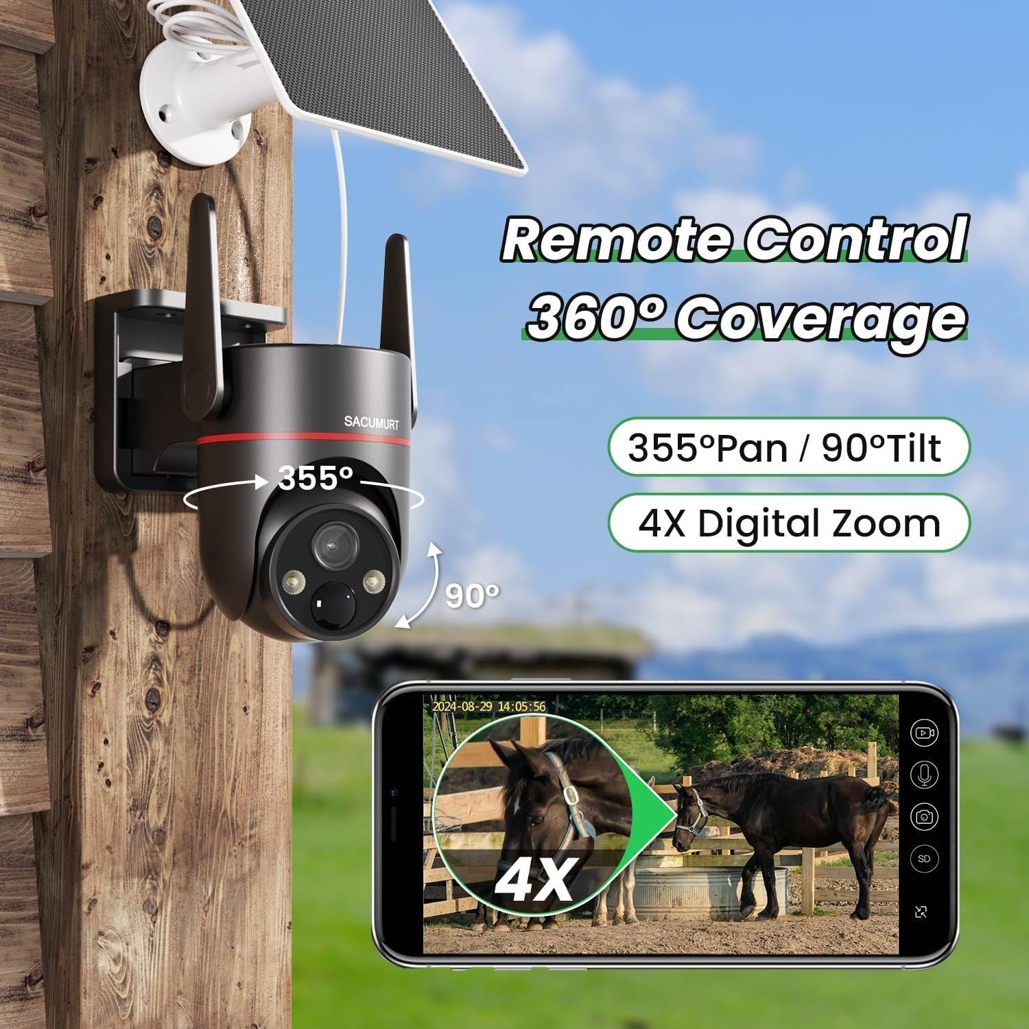 No WiFi Needed 4G LTE Wireless Security Camera with 2K HD Color Night Vision