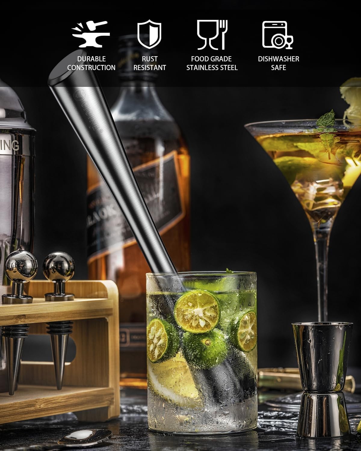 10 Inches Stainless Steel Muddler and Mixing Spoon 10 inches,