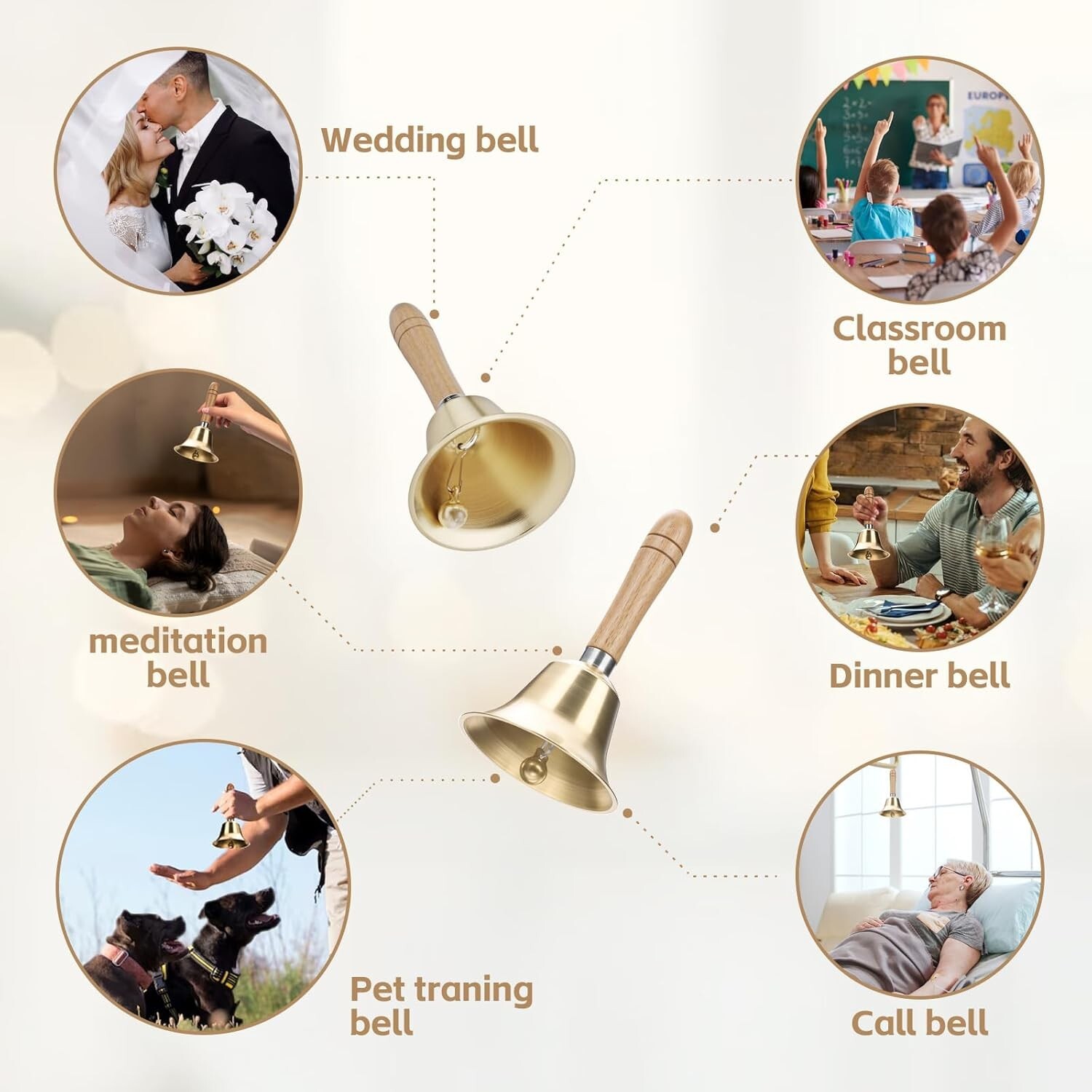 Super Loud Hand Bell - Solid Brass Call Bell for Elderly at Home