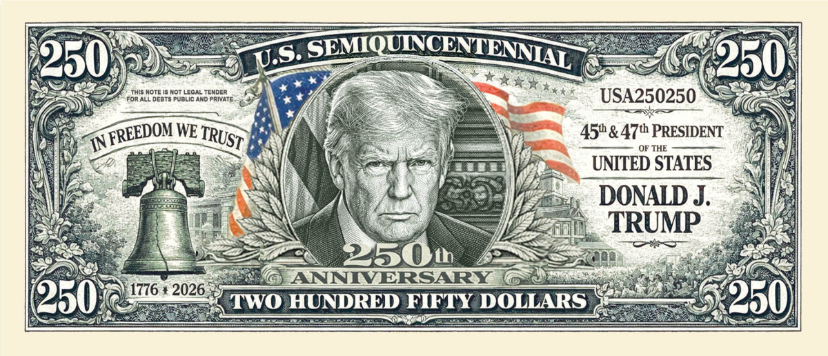 5 Pack America 250th Anniversary Dollars Donald Trump Collectible Freedom Money