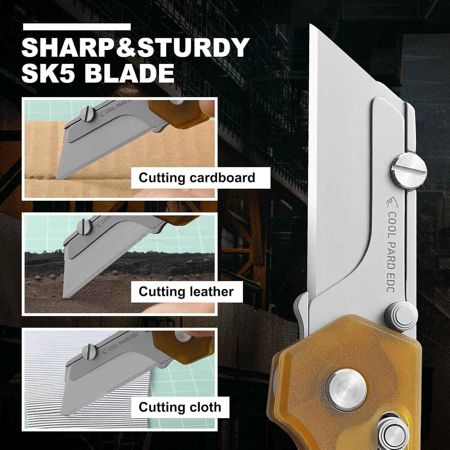 Folding Pocket Utility Knife ，Quick Change Blade Razor Knife with 4Pcs Extra Raz