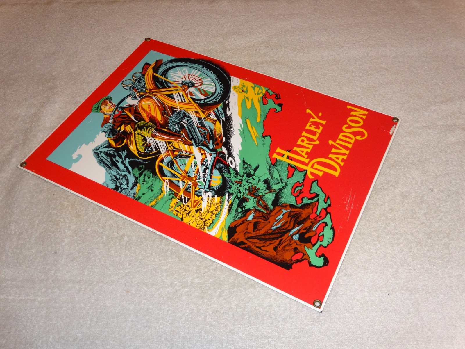 VINTAGE HARLEY DAVIDSON 1929 DL VL MOTORCYCLE 16" X 11" PORCELAIN METAL SIGN