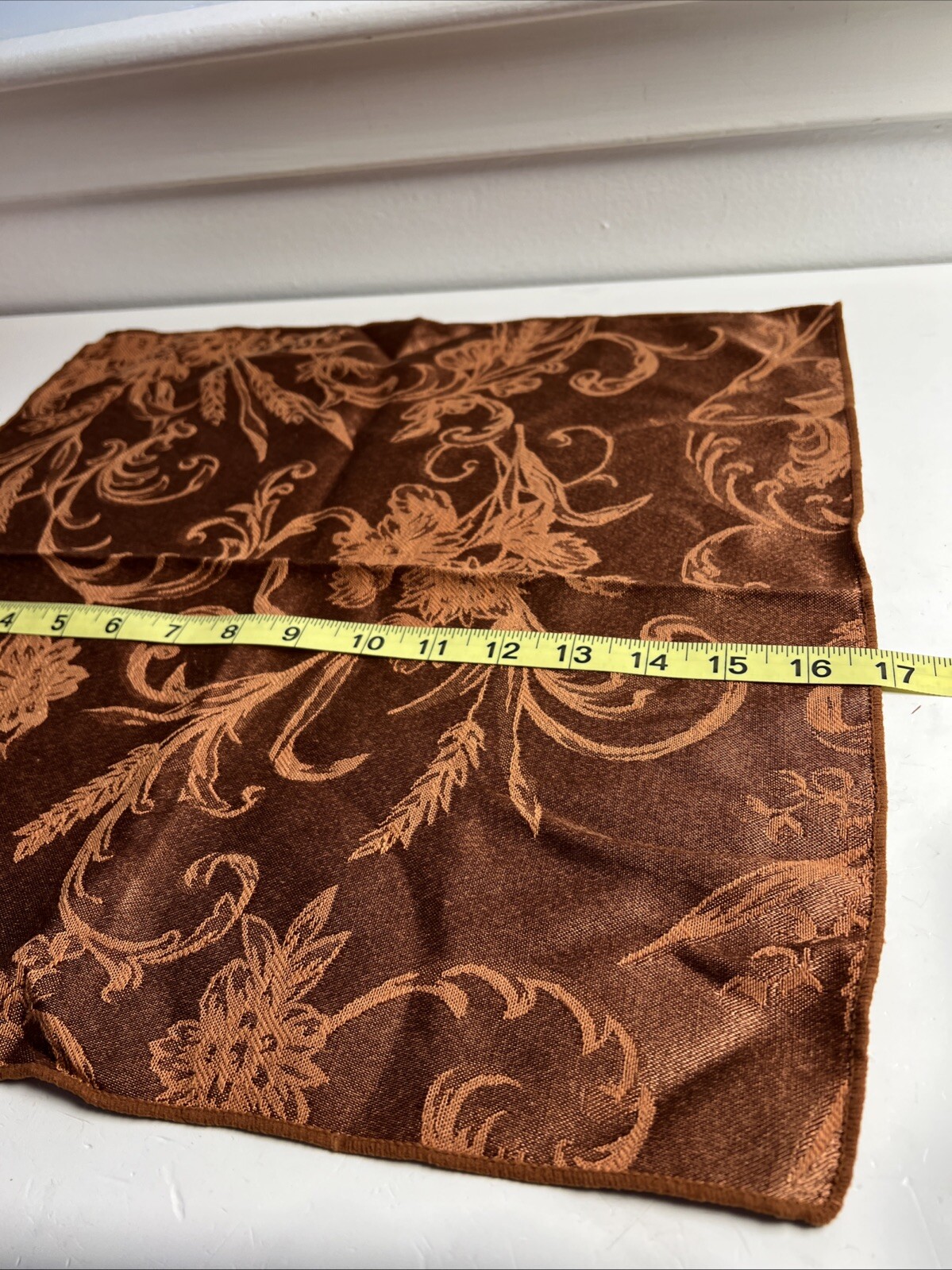 Vintage Set 8 Paisley Leaf Napkin Fall Gold Brown Cranberry or Gingerbread