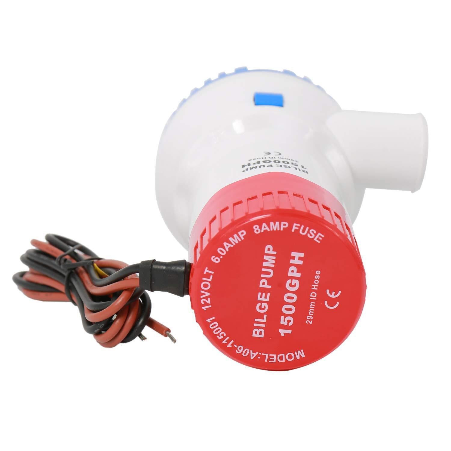 12V 1500GPH Bilge Pump Marine Boat Yacht Submersible Water Pump w/ Float Switch