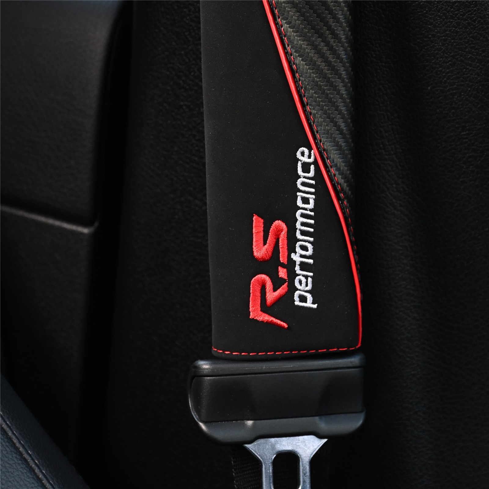 2Pcs Suede Car Seat Belt Cover Pads Carbon Look Shoulder Strap Pad Cushions