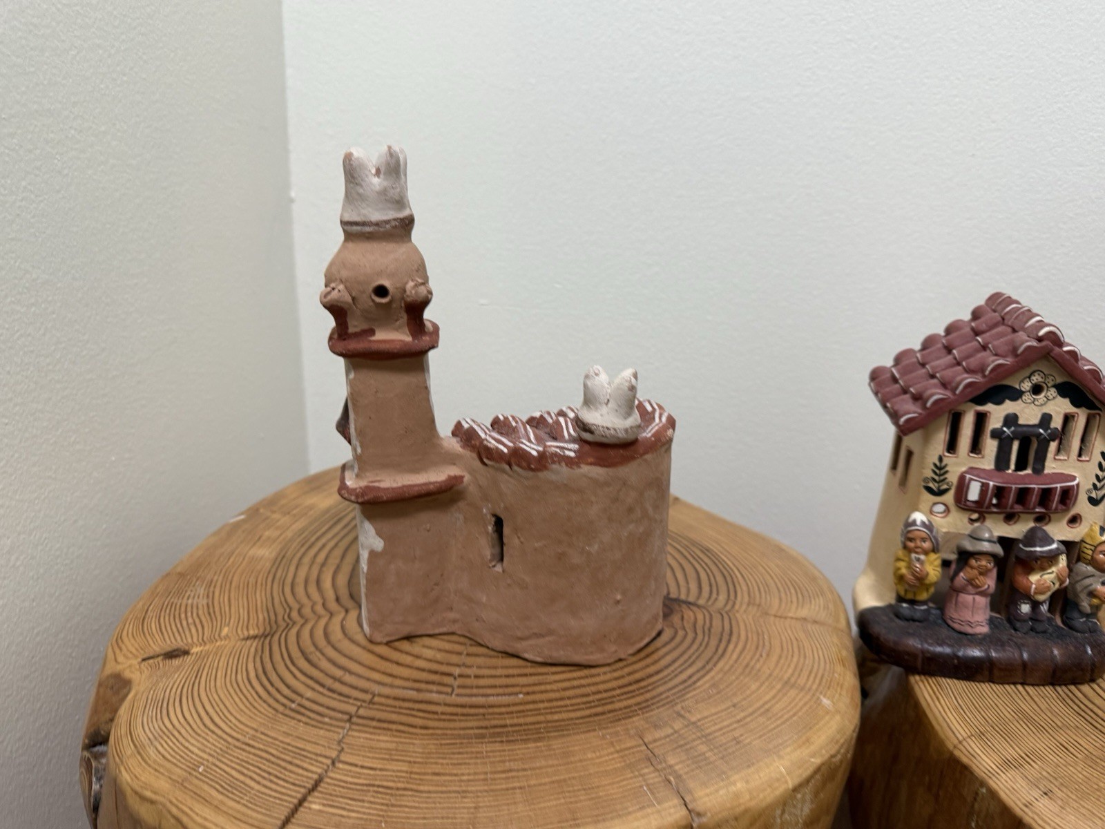 Set of 3 Large Handcrafted Peruvian Clay Pueblo Houses – Folk Art Village