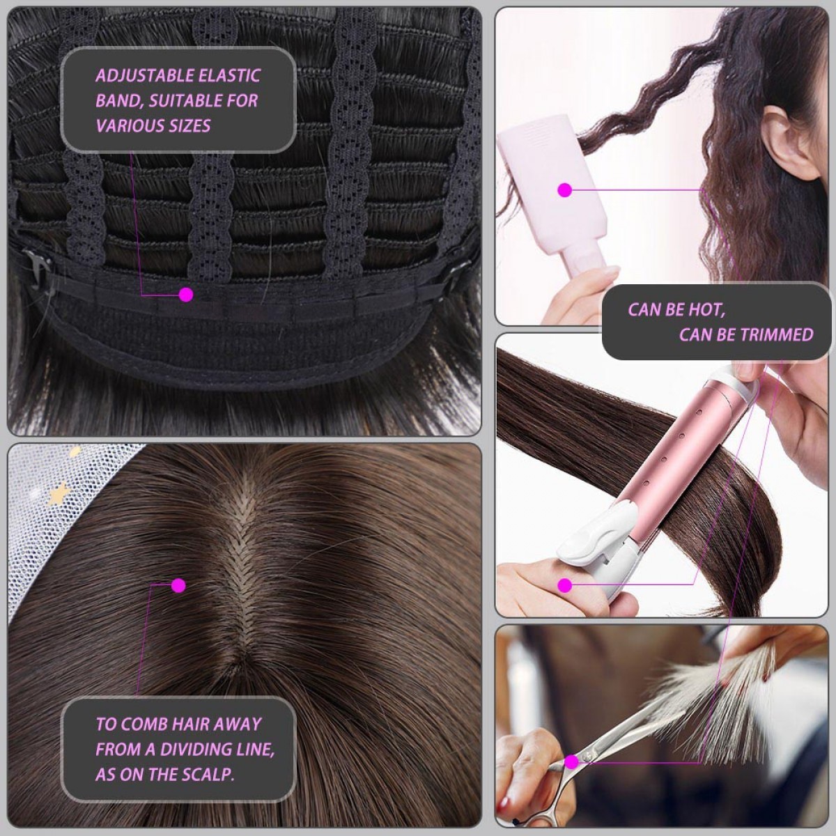 Black Brown Cosplay Wig With Bangs Long Straight Heat Resistant Hair Layered