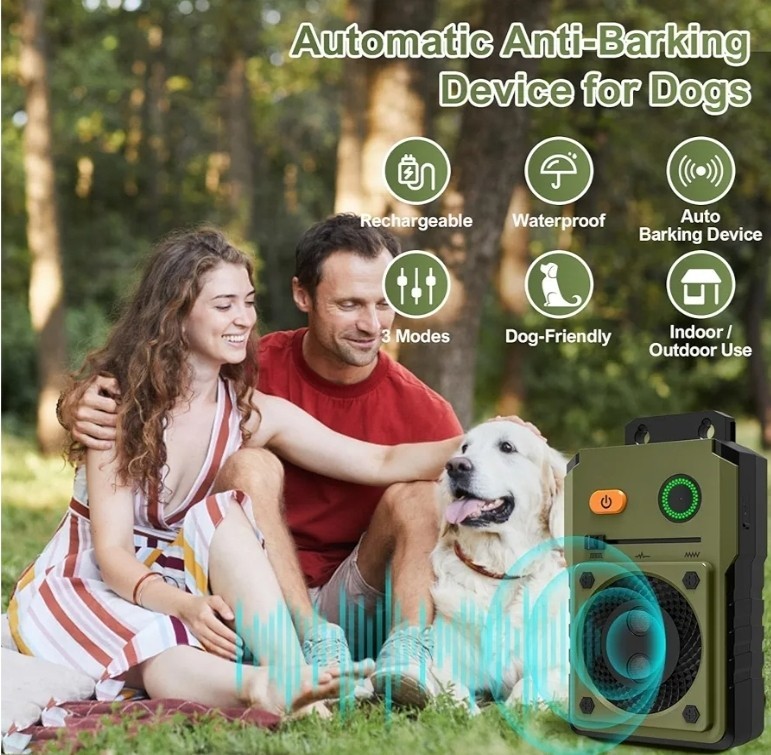 Anti Barking Device, 50FT Sonic Dog Bark Deterrent Devices 3 Modes