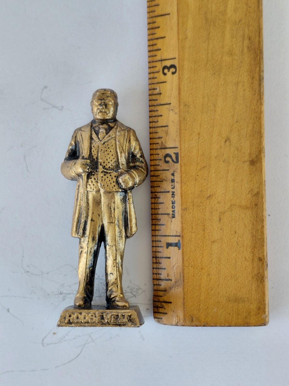 Vintage Figurine Small Theodore Roosevelt 26 President Statue Cast Metal 2-1/2”