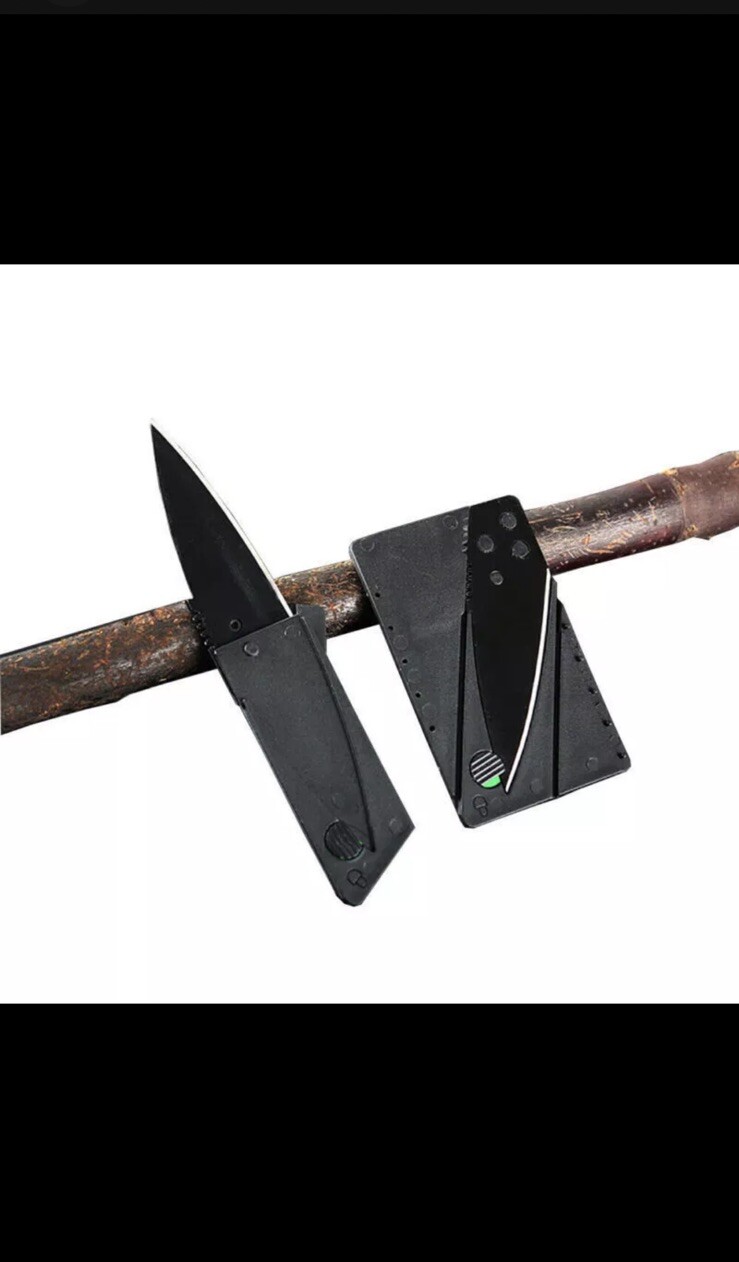 Folding Thin Cardsharp Knife Black Razor Sharp Wallet Credit Card Survival Tool