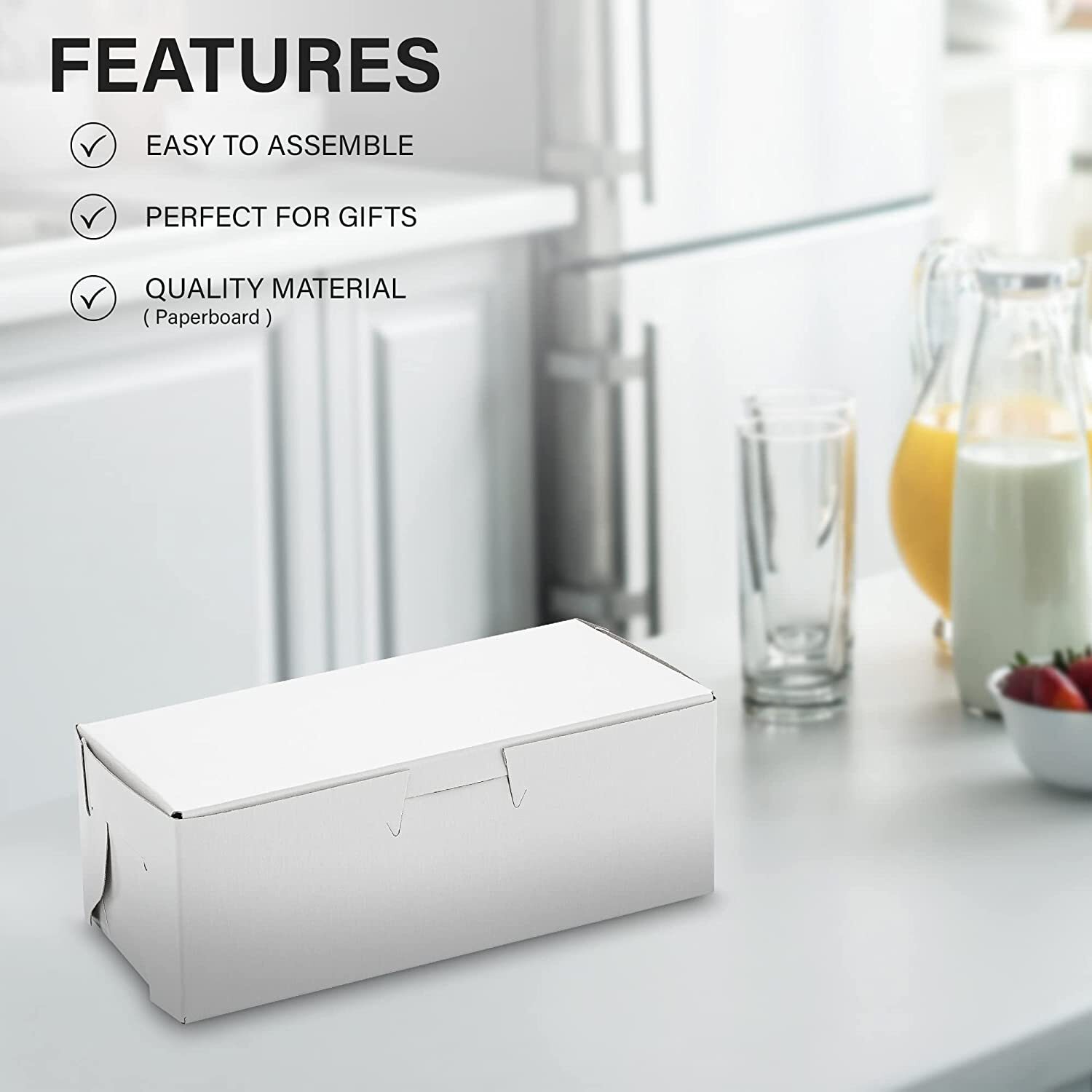 MT Products Donut Boxes - 6.3" x 3.8" x 2.3" White Bakery Boxes Pack of 30