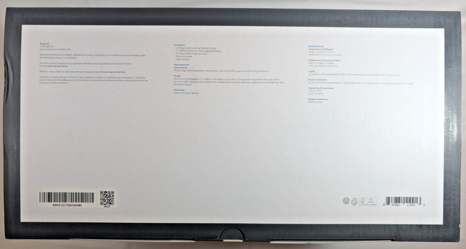 Ring 5AT1S6-BEN0 Smart Solar LED Pathlight, Motion-Activated Outdoor Black