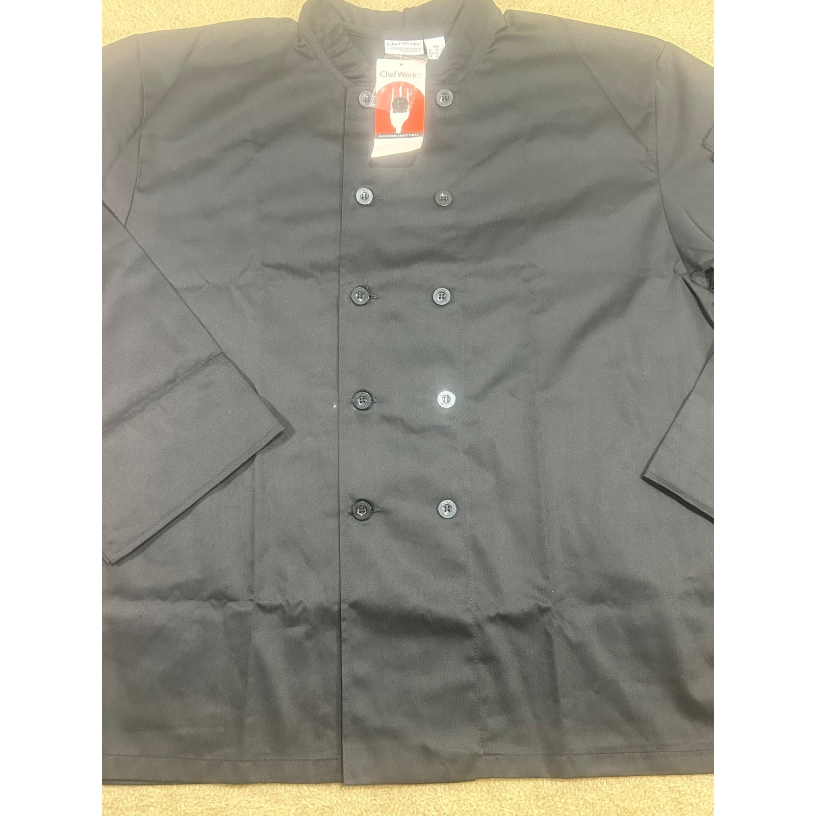 Chef Works Mens Black Double Breasted Chef Coat Jacket Size 3XL