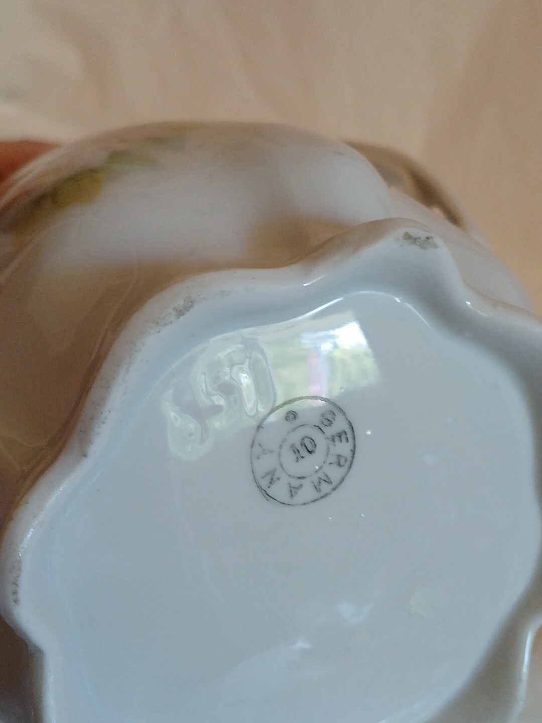 Vintage Porcelain Hand Painted Hot Chocolate Pot Germany Pink Roses 9"