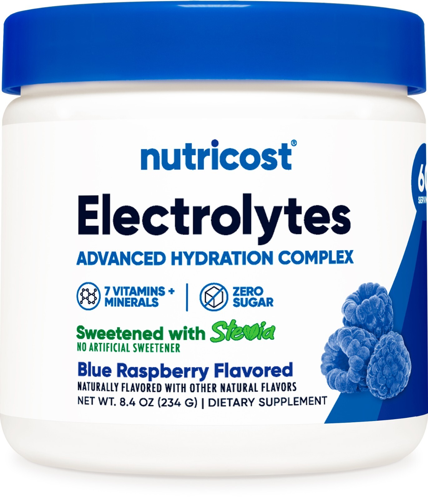 Nutricost Electrolyte Complex Hydration Powder (60 Servings, Blue Raspberry)