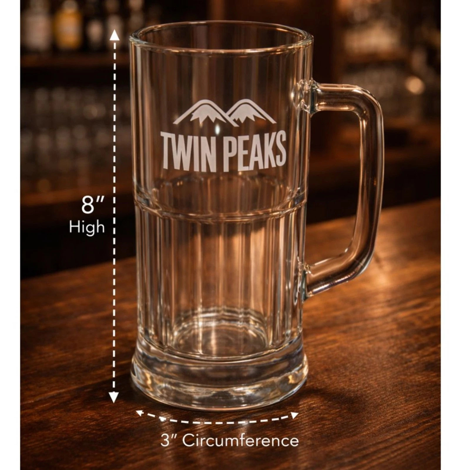 Twin Peaks Restaurant Draft Beer Mug Glass Stein 8" Tall Barware Collectible