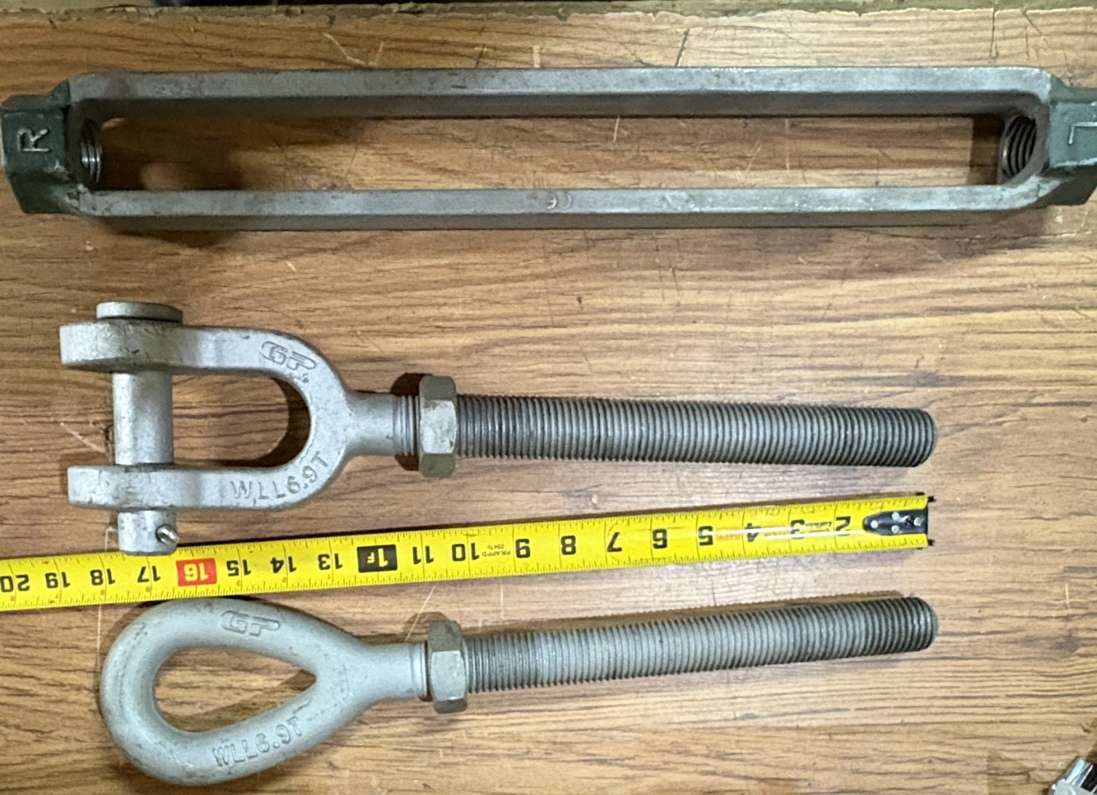 Green Pin Turnbuckle 1 ¼” x 18” GP WLL 6.9T, G-6315 eye-jaw end-fitting 6.9 Ton