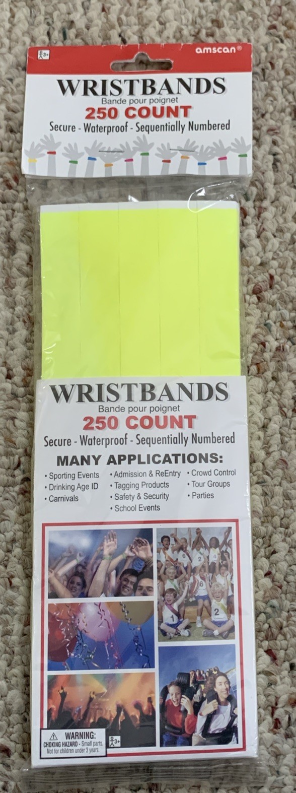 250 Numbered Secure Waterproof Wristbands NIP