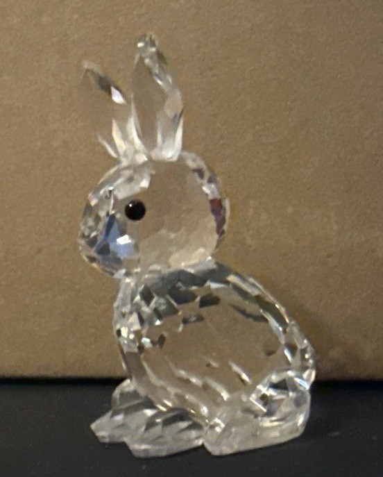 Swarovski Crystal Mother Rabbit Bunny Figurine w/ Black Eyes