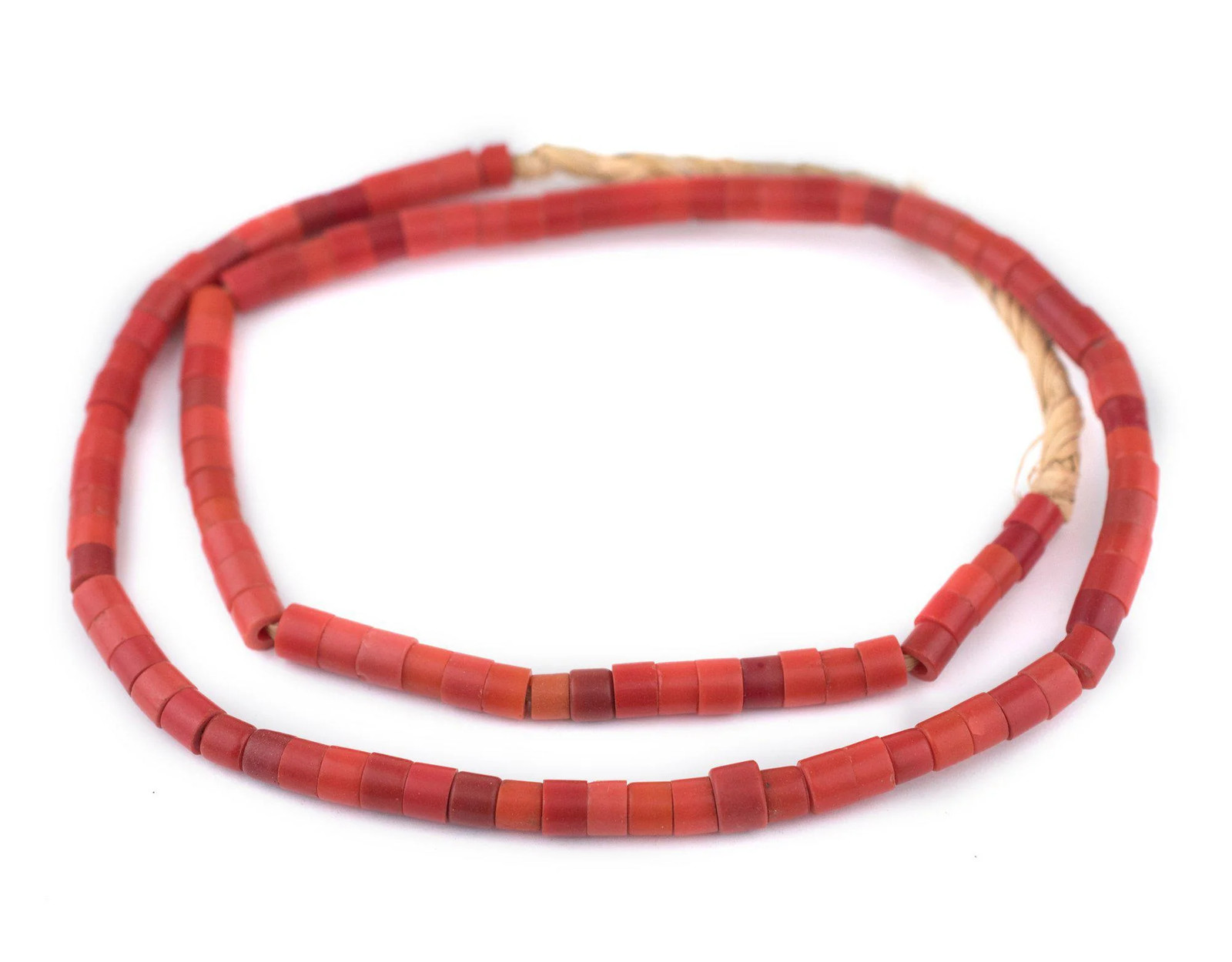 Vintage Czech Red Cylinder Beads 6mm Nigeria African Glass Large Hole Handmade