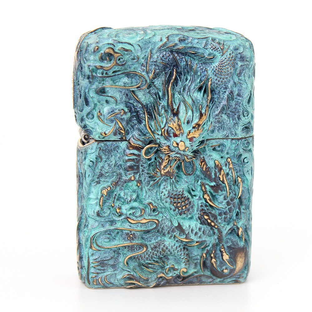 Zippo lighter Asia 6A Full Cover Custom/ Dragon & Phoenix Corrosion Processing