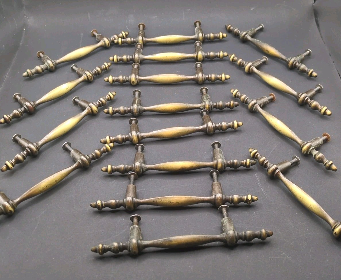 Lot of 16 Amerock MCM Brass Drawer Pull Handles RD 1968 CAN  5.5" With Screws