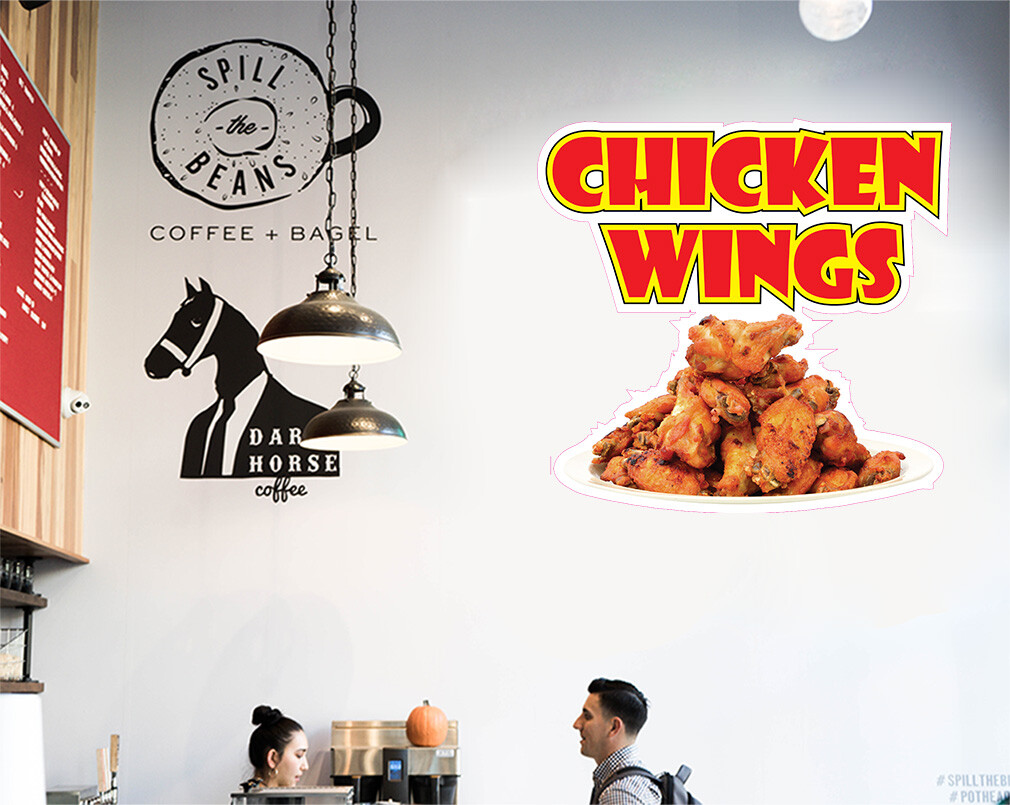 Food Truck Decals Chicken Wings Restaurant & Food Concession Sign Brown