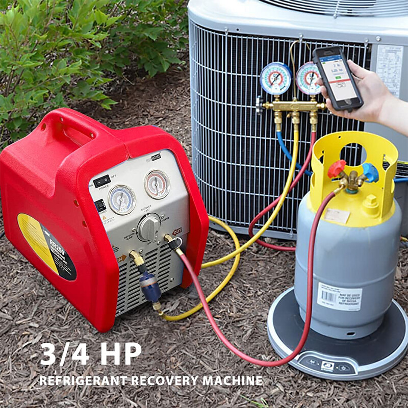 Portable Refrigerant Recovery Machine 3/4HP Single Cylinder 110-120V AC 60Hz