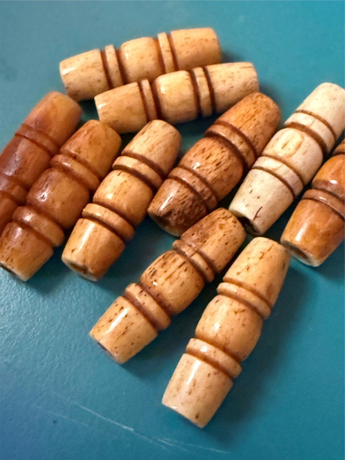 (10) OLD 1" Bone Barrel Beads Sioux Indian Beads Fur Trade 1800's