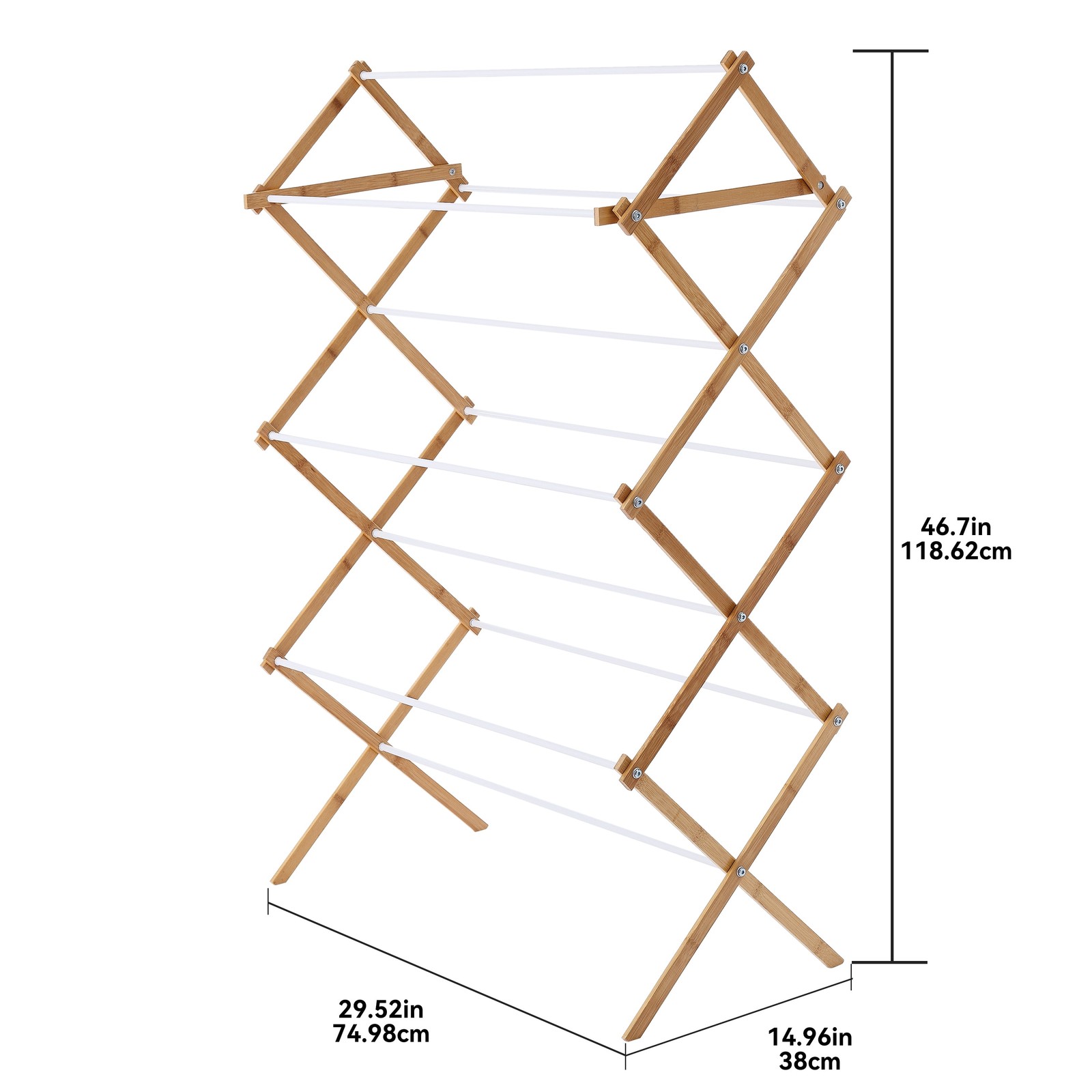 Mainstass Space-Saving Collapsible Bamboo Laundry Clothes Drying Rack