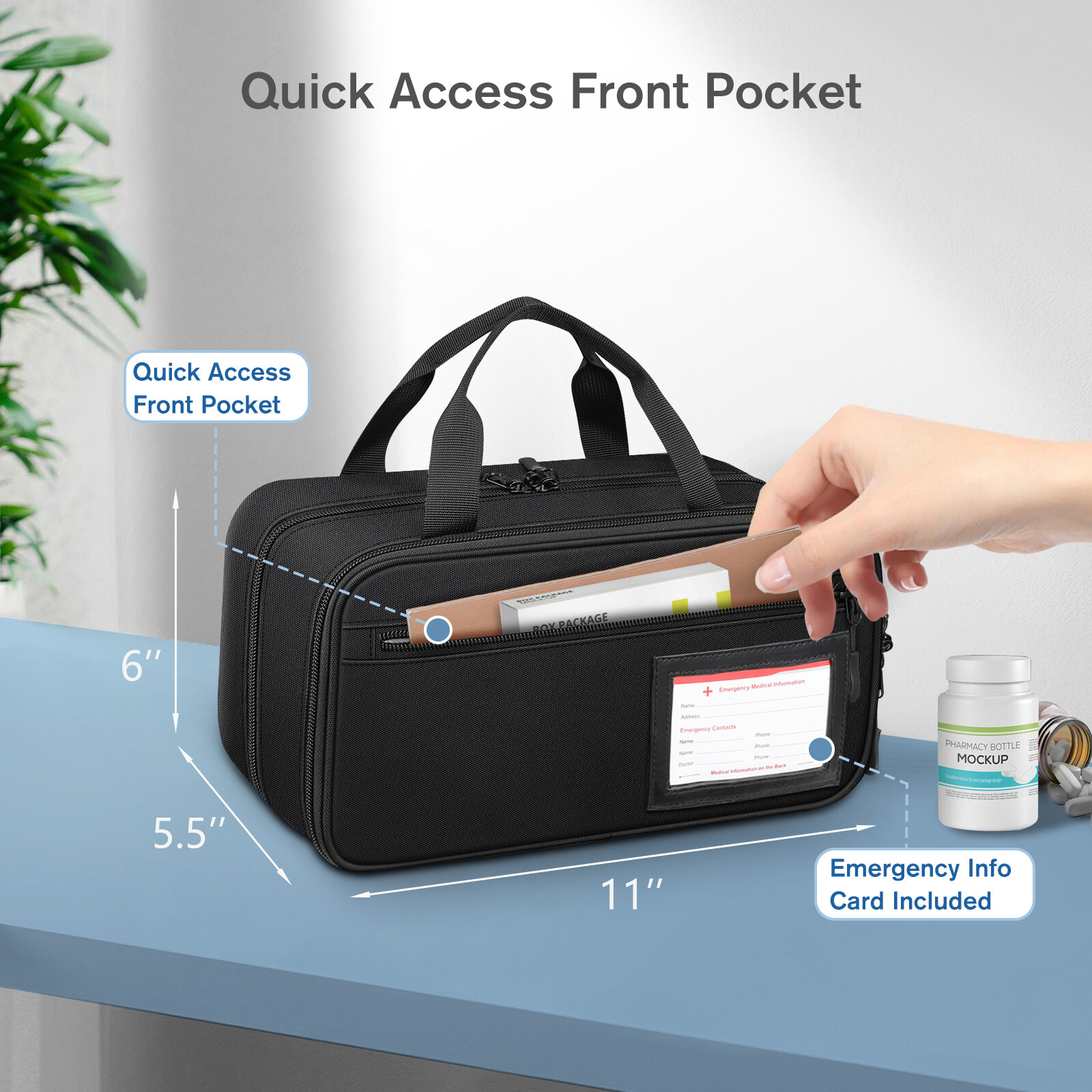 Pill Bottle Organizer Medicine Storage Bag Medication Travel Carrying Case