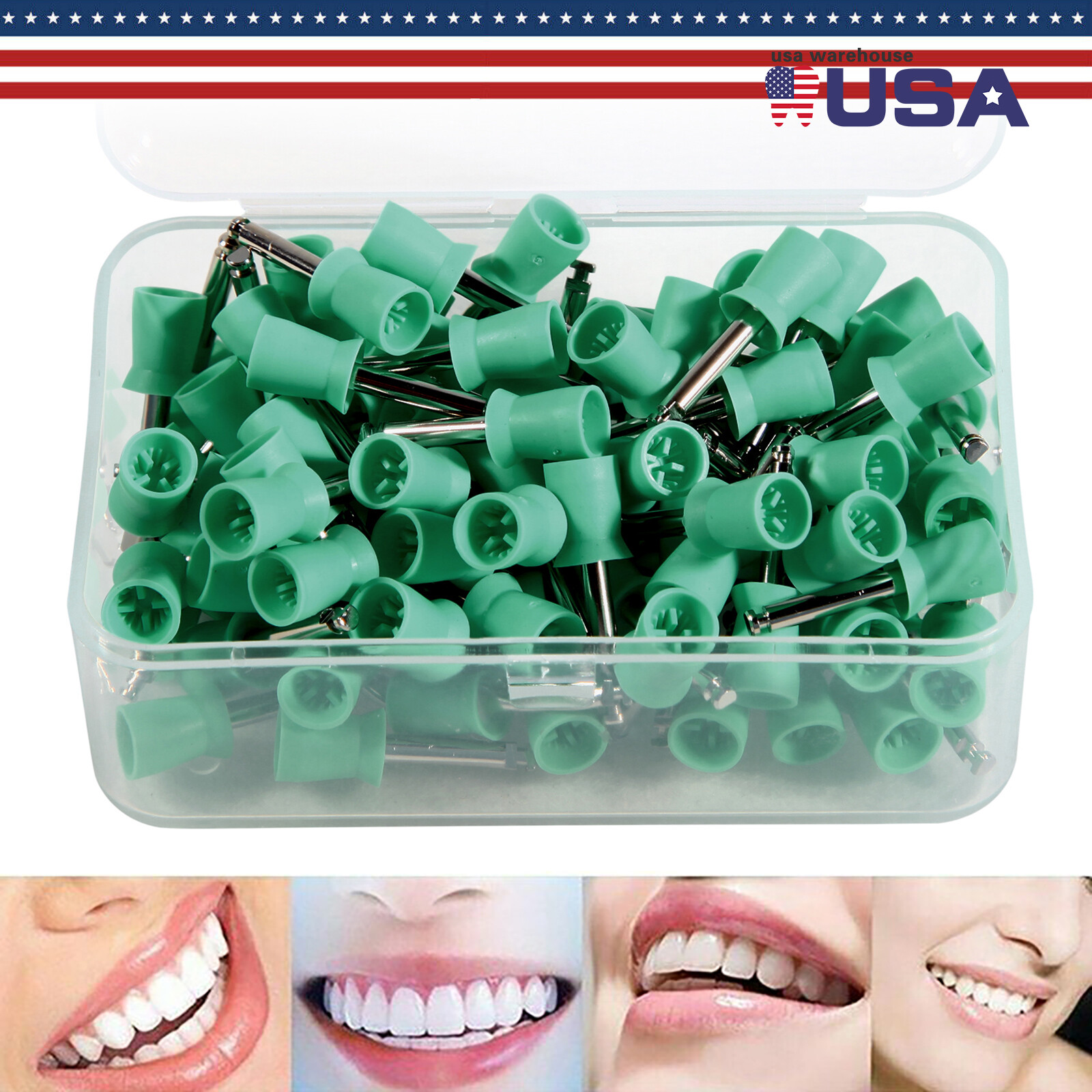 100pcs Dental latch type prophy polishing brush flat tapered brushes cups po