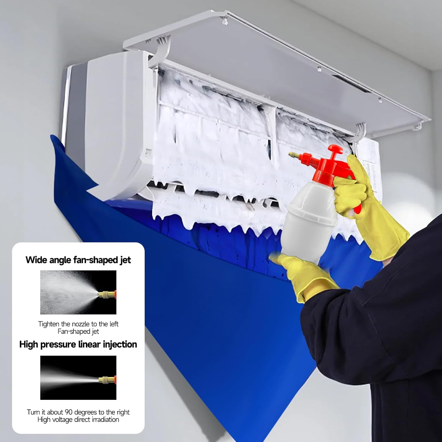 Mini Split AC Cleaning Kit - 2 Cleaners, Tools & Waterproof Bags Included