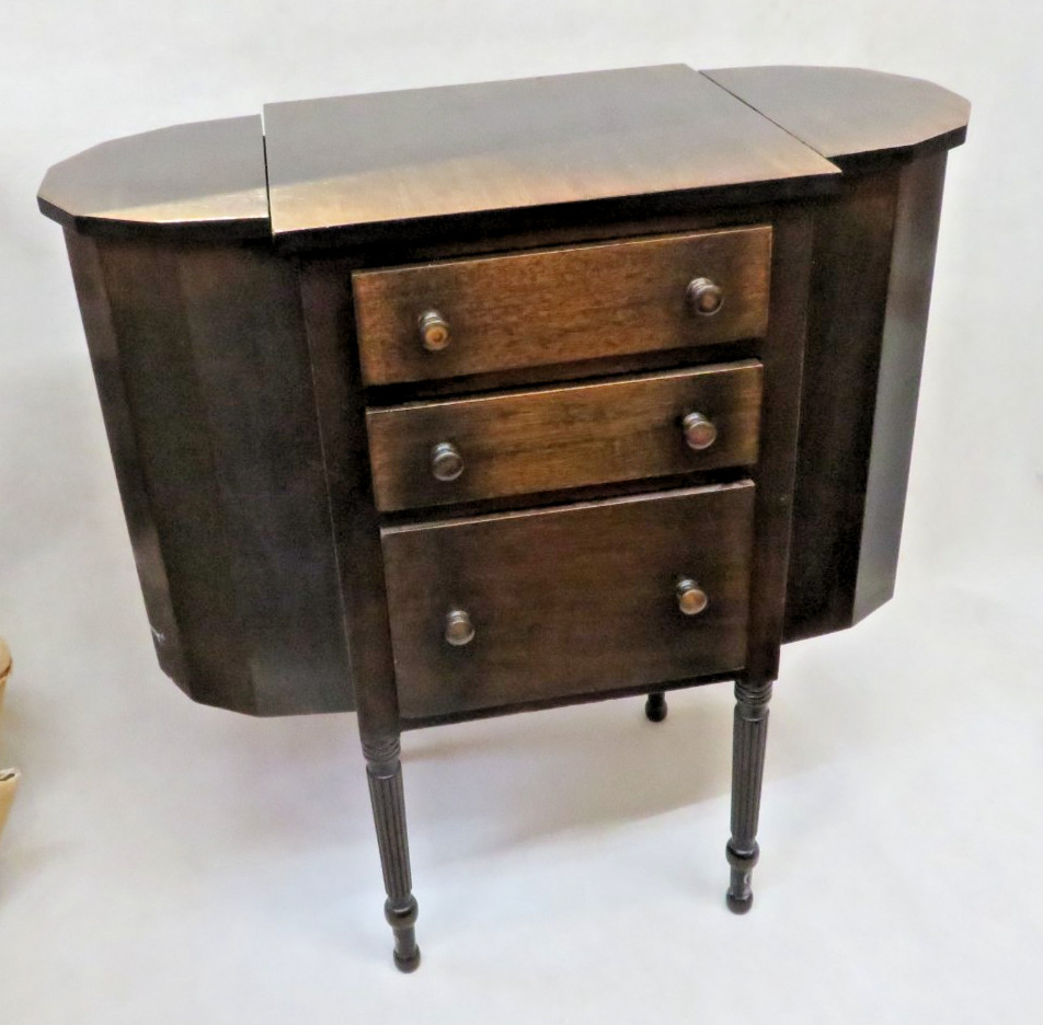Antique 29" Imperial Solid Mahogany Martha Washington 3-Drawer Sewing Cabinet