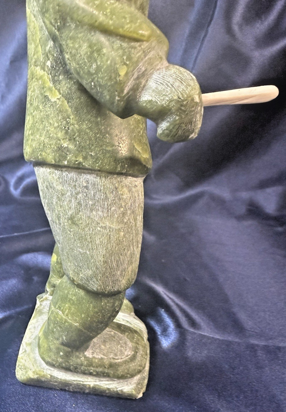 Inuit Tribal Soapstone/Serpentine Hand Carved Signed Sculpture, a Hunter Canada