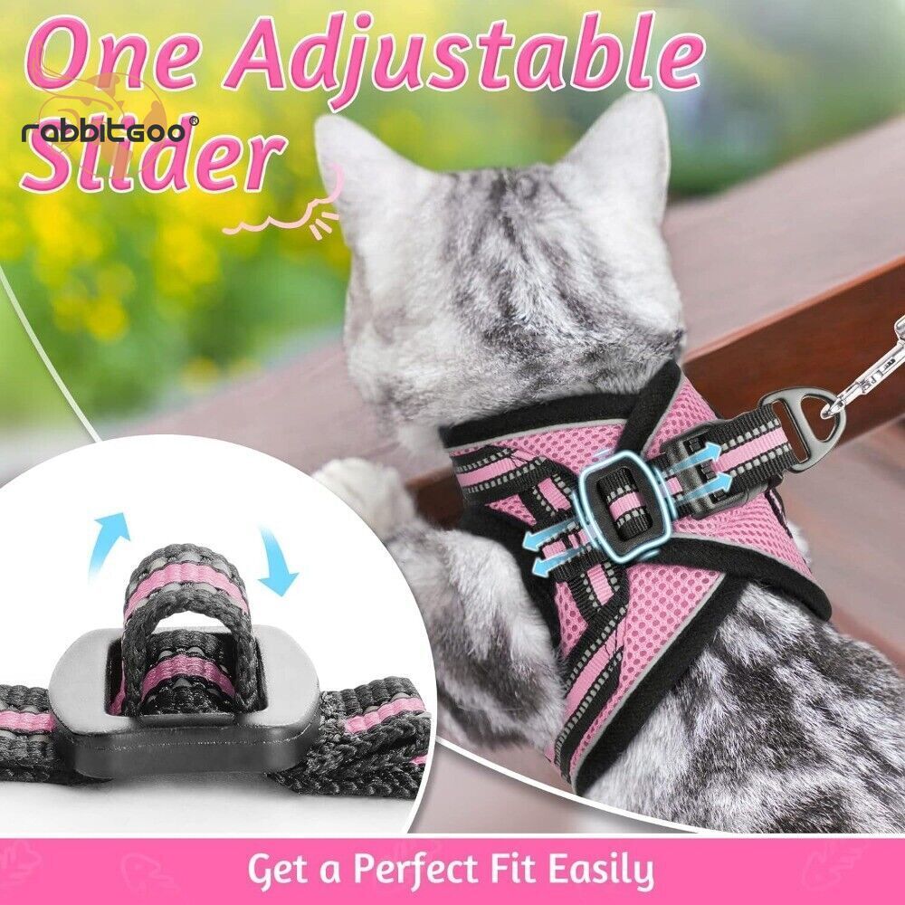 rabbitgoo Cat Harness & Leash Set Escape Proof Adjustable Kitten Vest Reflective