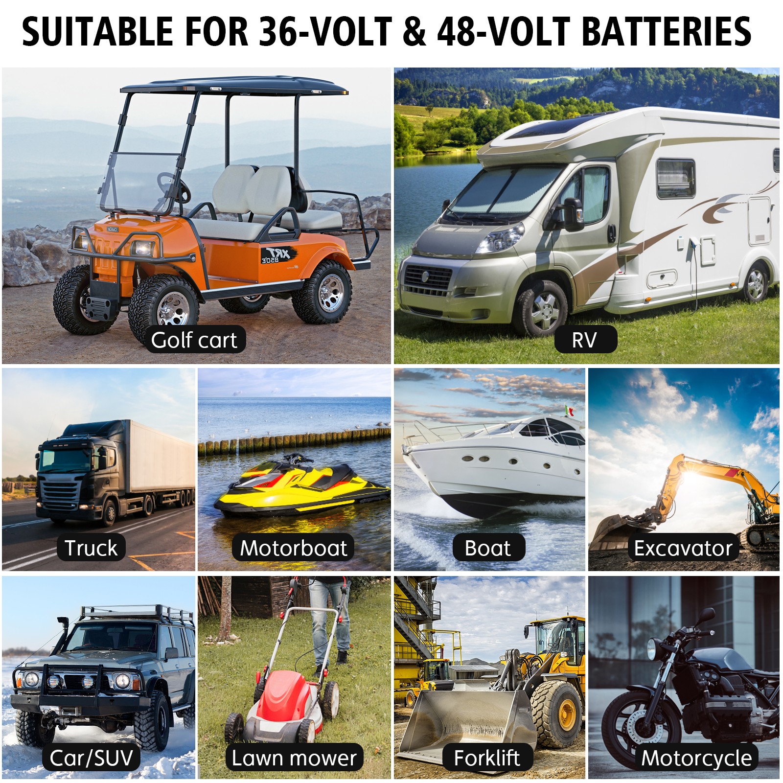 Golf Cart Battery Charger 36V 18A&48V 13A Trickle Charger Lithium,LiFePO4 Charge