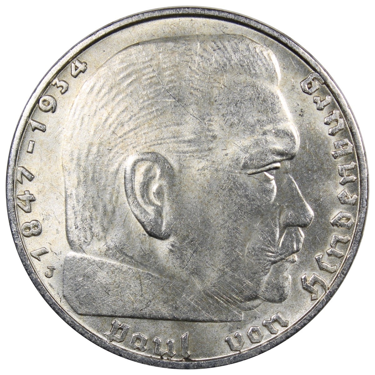 1936 German 2 Mark Third Reich Circulated AU+ Details Cleaned A2190 STOCK