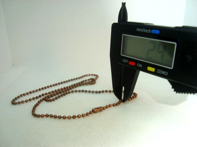 #2 Two COPPER Metal Bead Ball Chain Jewelry Necklace Clasp Chain 24" inch (L)